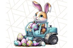 Pastel Easter Construction Clipart, Bunny Truck PNG Product Image 3