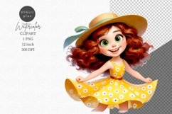 Happy young girl, Spring clipart, Summer clipart Product Image 1