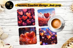 Valentines coaster designs,Hearts Square Coaster sublimation Product Image 1