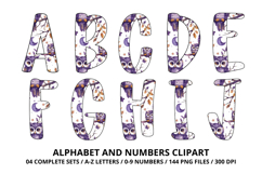 Halloween Alphabet Clipart PNG, watercolor letters doodle Product Image 2