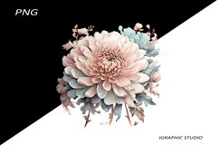 Rose Gold and Teal Chrysanthemum PNG Product Image 1