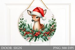 Christmas Deer Door Sign. Christmas Door Sign Sublimation Product Image 1