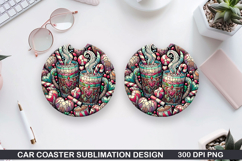 Car Coaster Sublimation| Christmas Coaster PNG Design Product Image 1