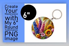 Whimsical Circle PNG Keychain Artwork , Flower Product Image 1