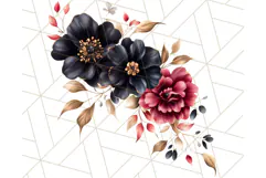 Gothic Floral PNG, Dark Aesthetic Flowers Clipart Print Product Image 2