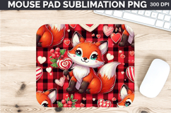 Watercolor Foxes Mouse Pad Sublimation - Valentines PNG Product Image 1