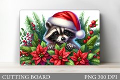 Christmas Raccoon Cutting Board. Christmas Cutting Board Product Image 1