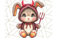 Halloween Bunny Clipart, Cute Bunnies in Costumes PNG Product Image 2