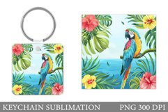 Parrot Keychain. Parrot Summer Keychain Sublimation Product Image 1