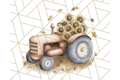 Fall Tractor Clipart PNG, Vintage Tractors With Pumpkins Product Image 2