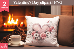 Romantic Valentine Clipart Vintage Floral Heart Clipart Product Image 2