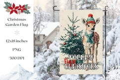 Merry Christmas Garden Flag PNG, Vintage Deer Sublimation Product Image 1