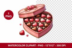 valentine png watercolor clipart - love chocolate Product Image 1