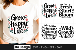 Grow Happy Life Inspirational SVG PNG Product Image 1