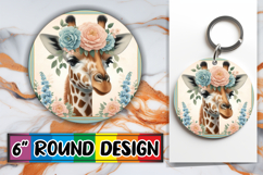 Unique Car Coaster Round Design, Giraffe Product Image 1