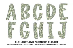 Cottage Floral Alphabet PNG Letters & Numbers 300DPI Product Image 2
