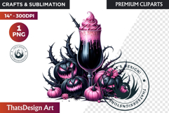 Gothic Halloween Drinks Pink and Black Sublimation clipart Product Image 1
