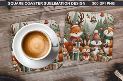 Christmas Coaster Sublimation, Christmas Coaster PNG Design Product Image 1
