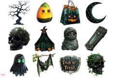 Antique Green Halloween Set Clipart Product Image 2