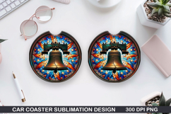 Liberty Bell Car Coaster Sublimation|4th Of July Coaster PNG Product Image 1