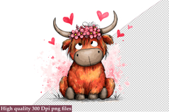 Valentine Highland Cow Clipart Png Product Image 1