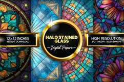 Halo Stained Glass Digital Papers - 04 variations Product Image 1