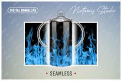 2 Light Blue Fire Sublimation Patterns - 12 oz Sippy Cup. Product Image 3