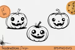 Halloween cute pumpkins, Svg File For Cricut, PNG. Product Image 1