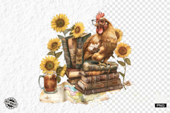 Animals Love Books and Sunflowers Png Product Image 1