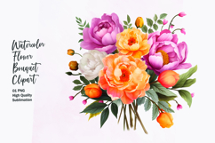 Watercolor Floral bouquet clipart sublimation Product Image 1