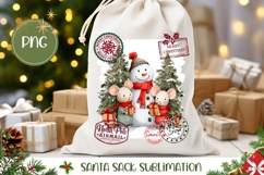 Cartoon Christmas Animals Santa Sack, Snowman Gift Bag PNG Product Image 1