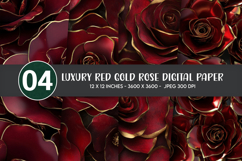 Luxury Red Gold Rose Digital Paper Product Image 1