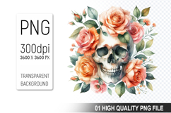 Cute Floral skull PNG, Valentine&#039;s Day Animal PNG Product Image 1
