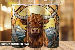 Stained Glass Highland Cow PNG Tumbler Design Product Image 1