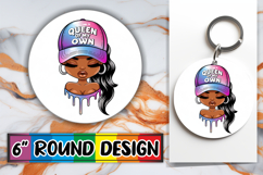 Playful Circle Keychain Sublimation, Black Woman Product Image 1