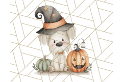 Watercolor Halloween Cottage Clipart, Ghosts &amp; Pumpkins Png Product Image 2