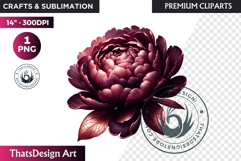 Moody Rose Gold &amp; Mauve Flowers PNG, Dark Romance Clipart Product Image 1