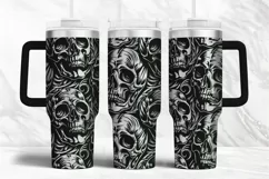 Tumbler laser svg| 40oz Tumbler Halloween Gothic Skulls wrap Product Image 1