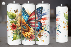 4th of July | Butterfly Sublimation, 20 oz Tumbler Wrap Product Image 3