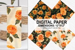 Orange Roses Flowers Digital Paper - Flowers Background Product Image 1