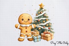 Watercolor Christmas Gingerbread Man Clipart PNG Product Image 1