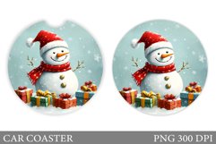 Snowman Car Coaster Design. Christmas Car Coaster Product Image 1