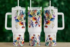 40oz Quencher Wildflowers Tumbler, Sublimation Design Product Image 1
