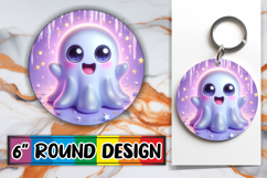 Joyful Coasters Circle PNG Style, 3D Cute Ghost Product Image 1