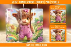 Highland Cow Tumbler Wrap Designs, Sublimation Wrap Product Image 1