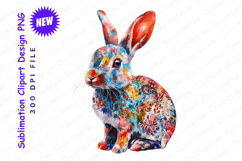 Colorful Artistic Rabbit Illustration With Floral Clipart Product Image 1