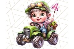 Kids Farm Clipart, Cute Farmer and Farm Animal PNG Product Image 3