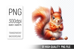 Cute Squirrel Clipart PNG, Printable Animals, Wildlife Desig Product Image 1