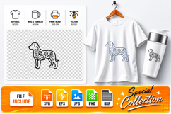 Dog Mandala Zentangle Ornament SVG,EPS,JPG,PNG,DXF Product Image 1