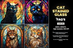 Cat Stained Glass Square Coaster - 04 Variations Product Image 1